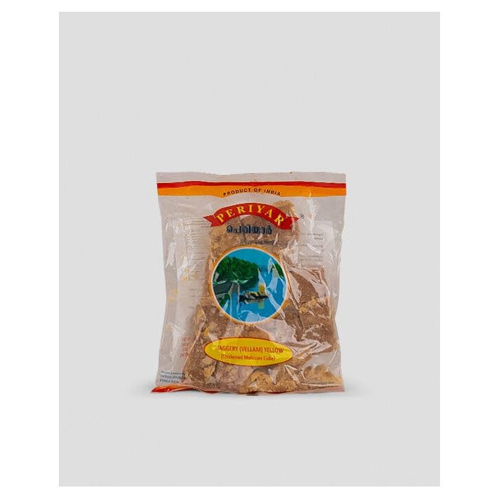 Periyar Yellow Jaggery. Golden unrefined sugar for authentic Indian desserts.