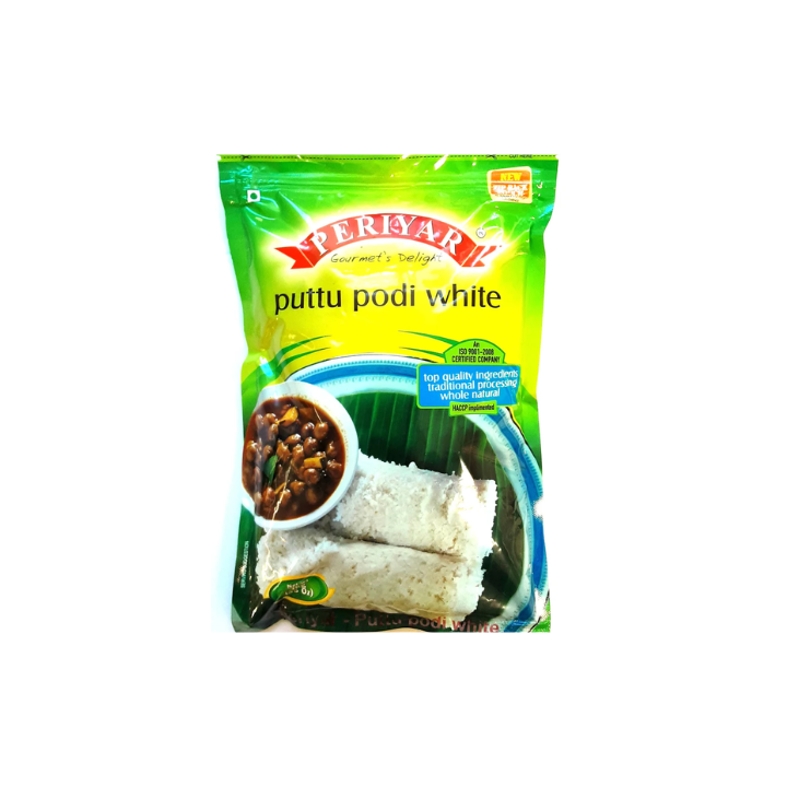 Periyar White Puttu Podi. Coarse flour for perfect steamed rice cakes.