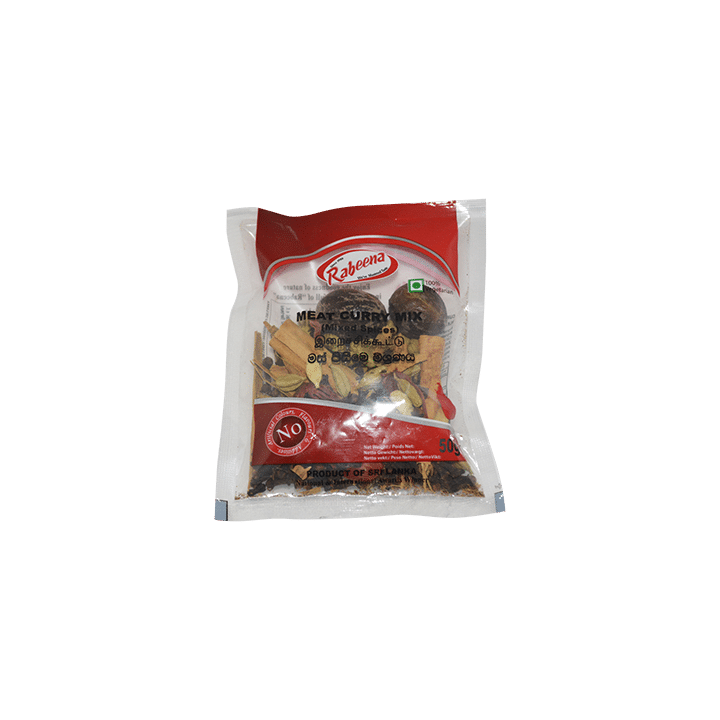 Rabeena Meat Curry Mix. Authentic spice blend for rich and spicy meat gravies.