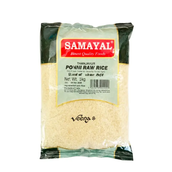 Samayal Ponni Raw Rice. Premium white rice for delicious daily meals.