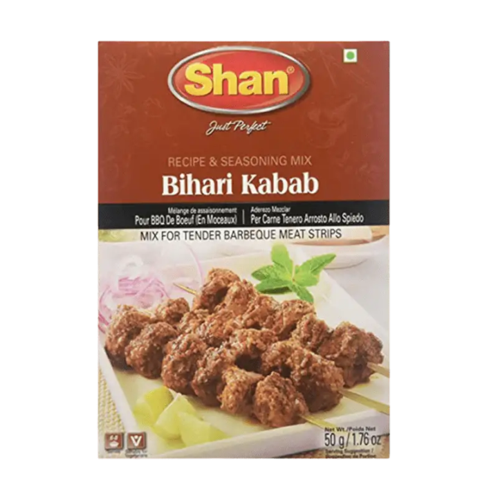 Shan Bihari Kabab Masala. Authentically spiced BBQ meat blend.