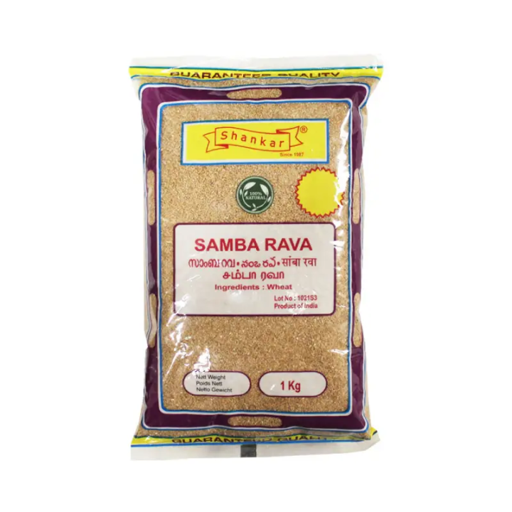 Shankar Samba Rava. Nutritious broken wheat for healthy breakfast upma.