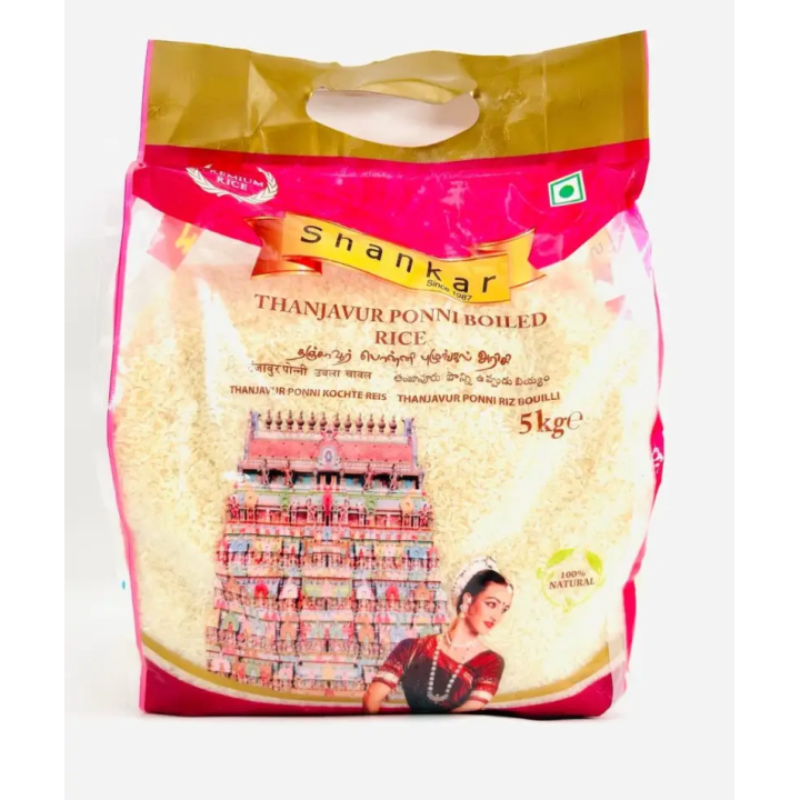 Shankar Thanjavur Ponni Rice. Authentic soft boiled rice from Tamil Nadu.