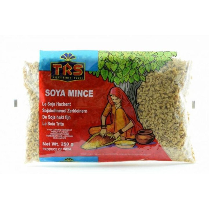 TRS Soya Mince. Versatile vegetarian meat substitute for spicy mince dishes.
