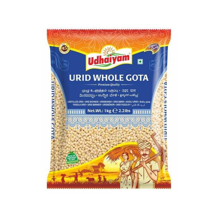 Udhaiyam Urid Whole Gota. Superior quality white lentils for the perfect batter.