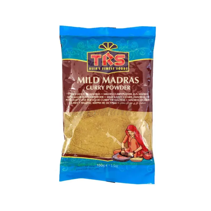 TRS Mild Madras Curry Powder. A perfectly balanced blend for a gentle curry flavor.