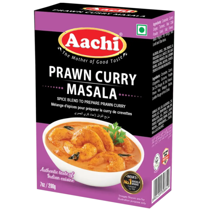 Delicious Aachi Prawn Curry Masala. Ideal for prawn masala and curries. Buy Indian spices online.
