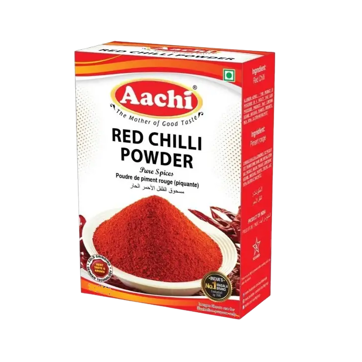 High-quality Aachi Red Chilli Powder. Add heat and color to your dishes. Pure Indian spices.