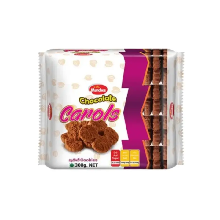 Buy CBL Munchee Chocolate Carols. Crunchy biscuits with hard chocolate icing. A Sri Lankan classic.