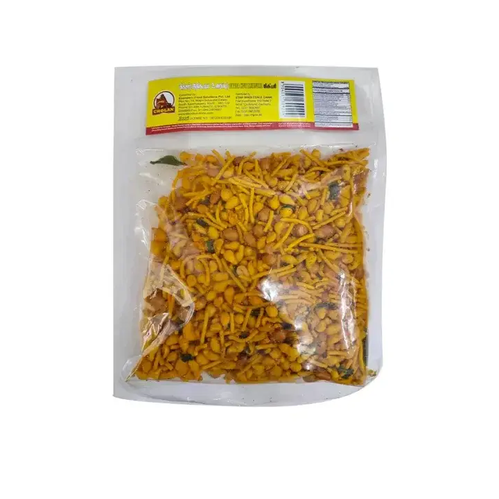 Cholan Extra Hot Mixture. A fiery blend of crunchy snacks. Perfect for spicy food lovers.