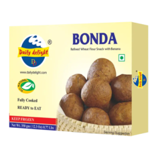 Daily Delight Bonda. Spicy potato fritters perfect for tea time. Just heat and serve.