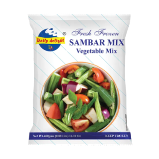 Make Sambar easily with Daily Delight Vegetable Mix. Pre-cut and frozen for freshness.