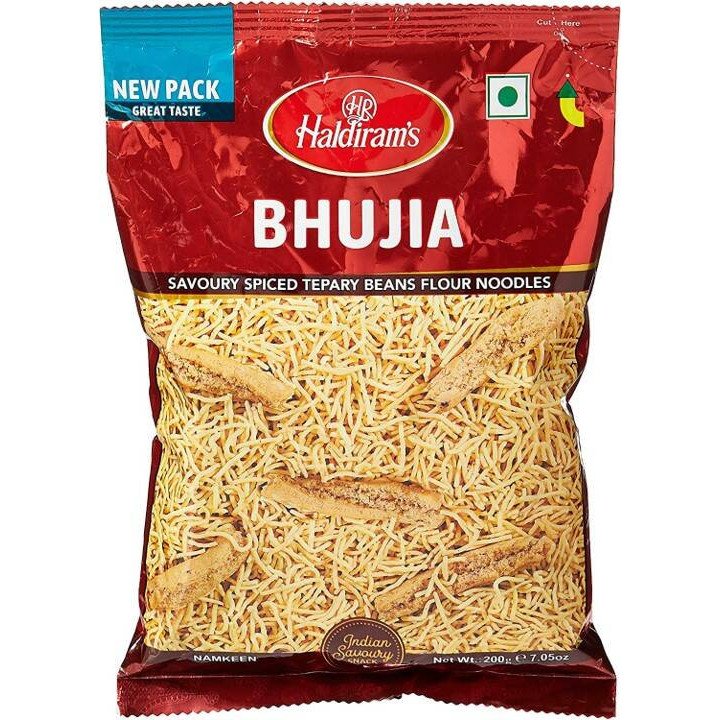 Haldirams Bhujia. Authentic spicy Rajasthani snack with black pepper.