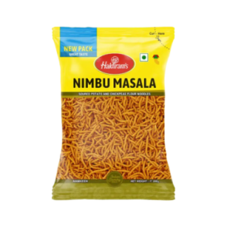 Haldirams Nimbu Masala. Zesty lemon flavoured spicy potato snack.