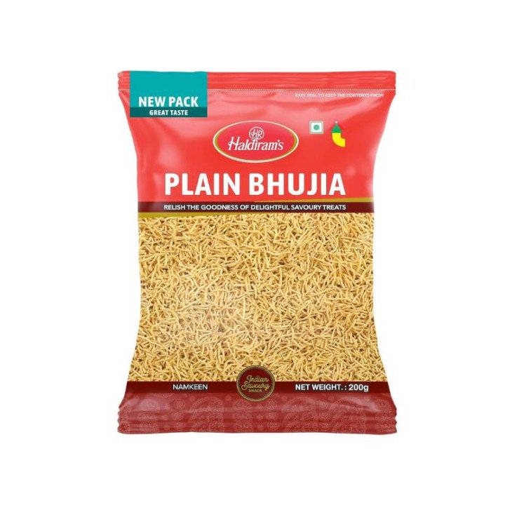 Haldirams Plain Bhujia. Crispy and savoury noodles with mild spices.