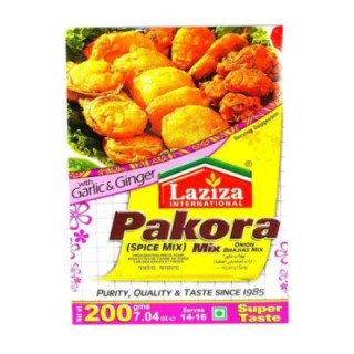 Laziza Pakora Mix. Just add water to make crispy vegetable fritters.