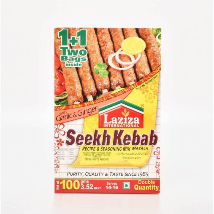 Laziza Seekh Kebab Masala. For juicy and spicy minced meat kebabs.