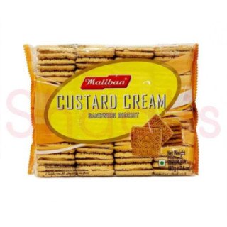 Maliban Custard Cream Biscuits. Classic sandwich biscuits with rich custard filling.