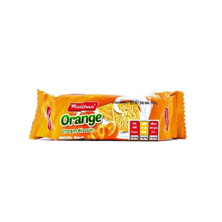 Maliban Orange Cream Biscuits. Tangy orange filling in a crunchy biscuit.
