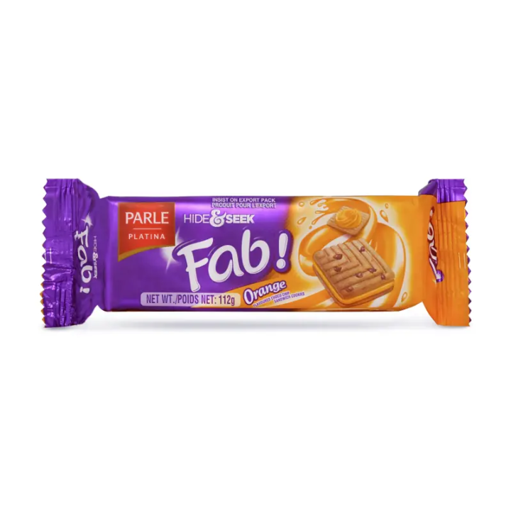 Parle Hide & Seek Fab Orange. Chocolate cookies with tangy orange cream.