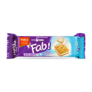 Parle Hide & Seek Fab Vanilla. Delicious vanilla cream between chocolate cookies.