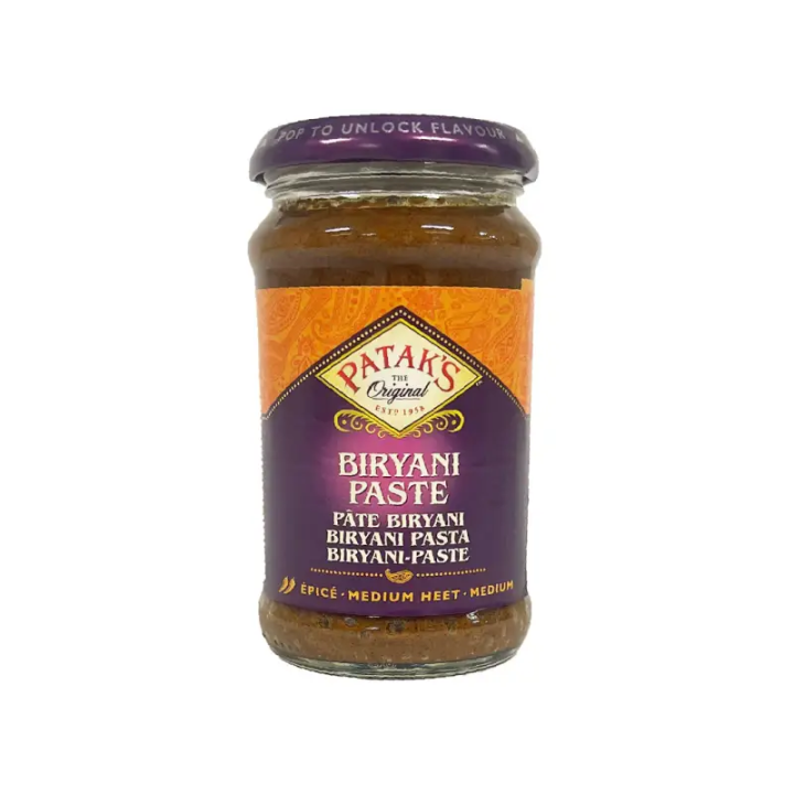 Pataks Biryani Paste. Authentic spice blend for making aromatic Biryani rice.