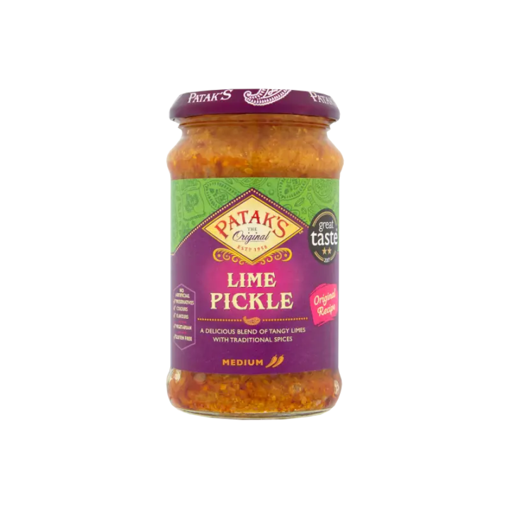Pataks Lime Pickle. Traditional Indian pickle with a sharp and tangy taste.