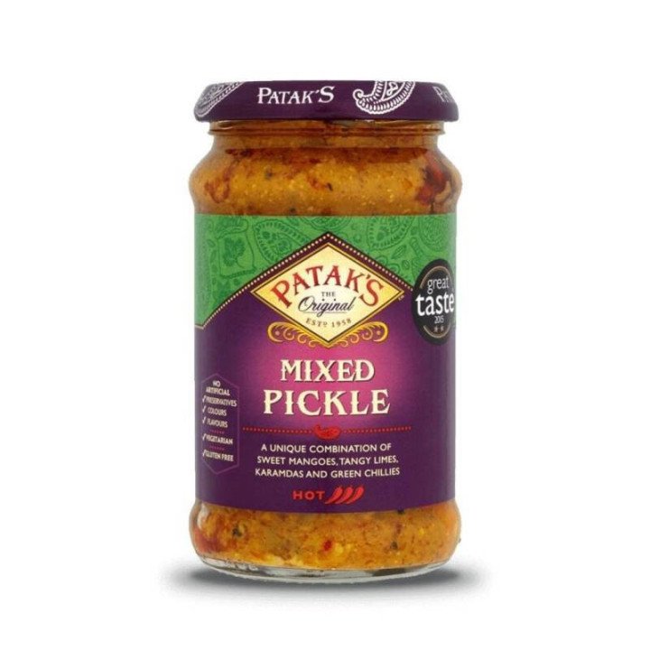 Pataks Mixed Pickle. A medley of fruits and vegetables in aromatic spices.